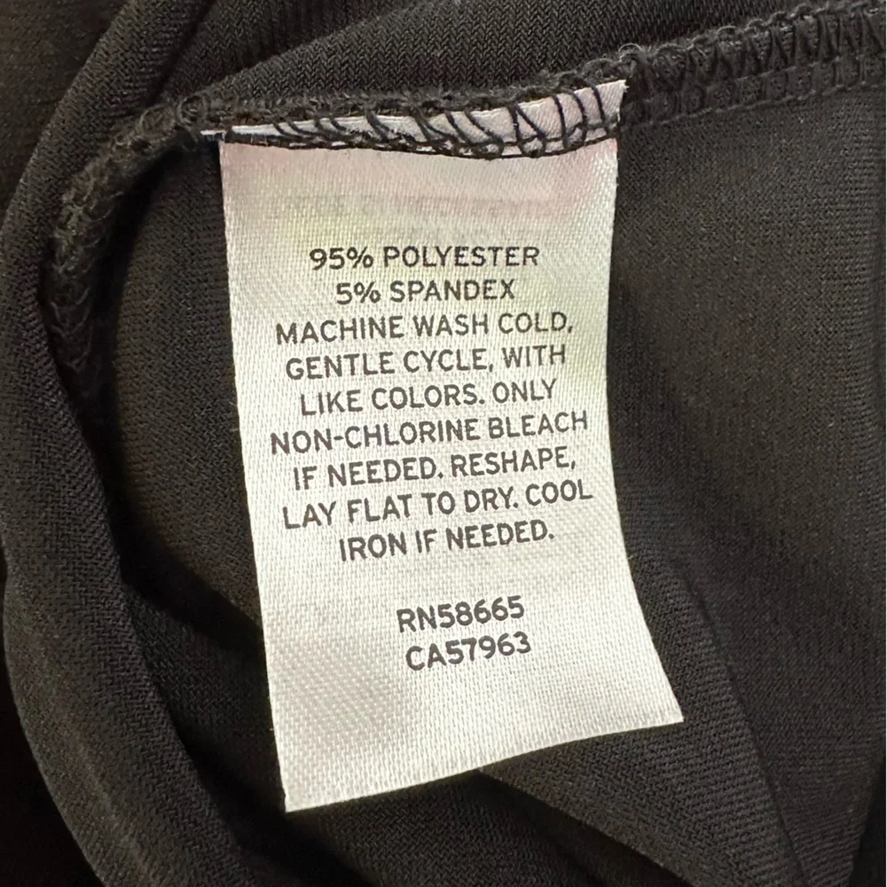 Halogen Black Jersey Stretch Knit Long Sleeve Double Scoop Bodysuit Size M - Picture 9 of 10